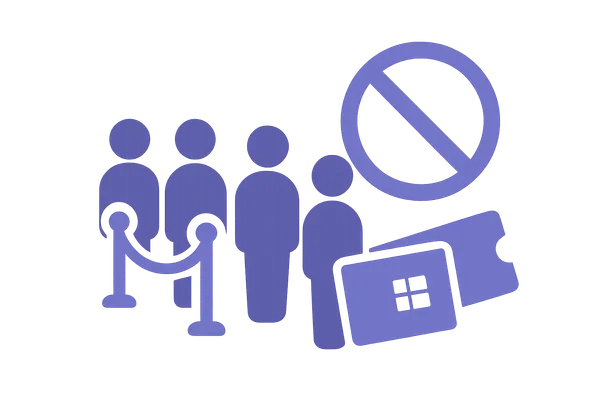 **Keine Warteschlangen** </br>mehr vor dem Eingang